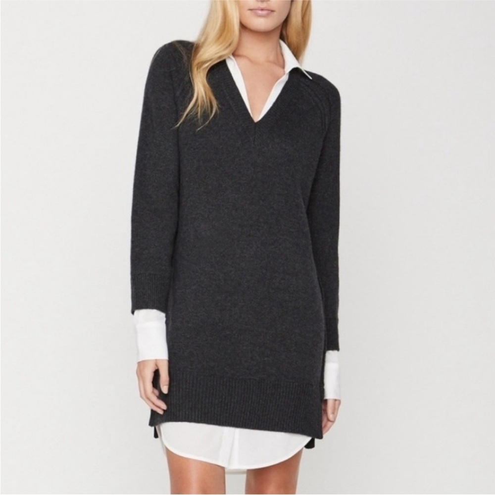 Brochu Walker The Looker Layered Black Cashmere Wool Twofer Sweater Dress XS